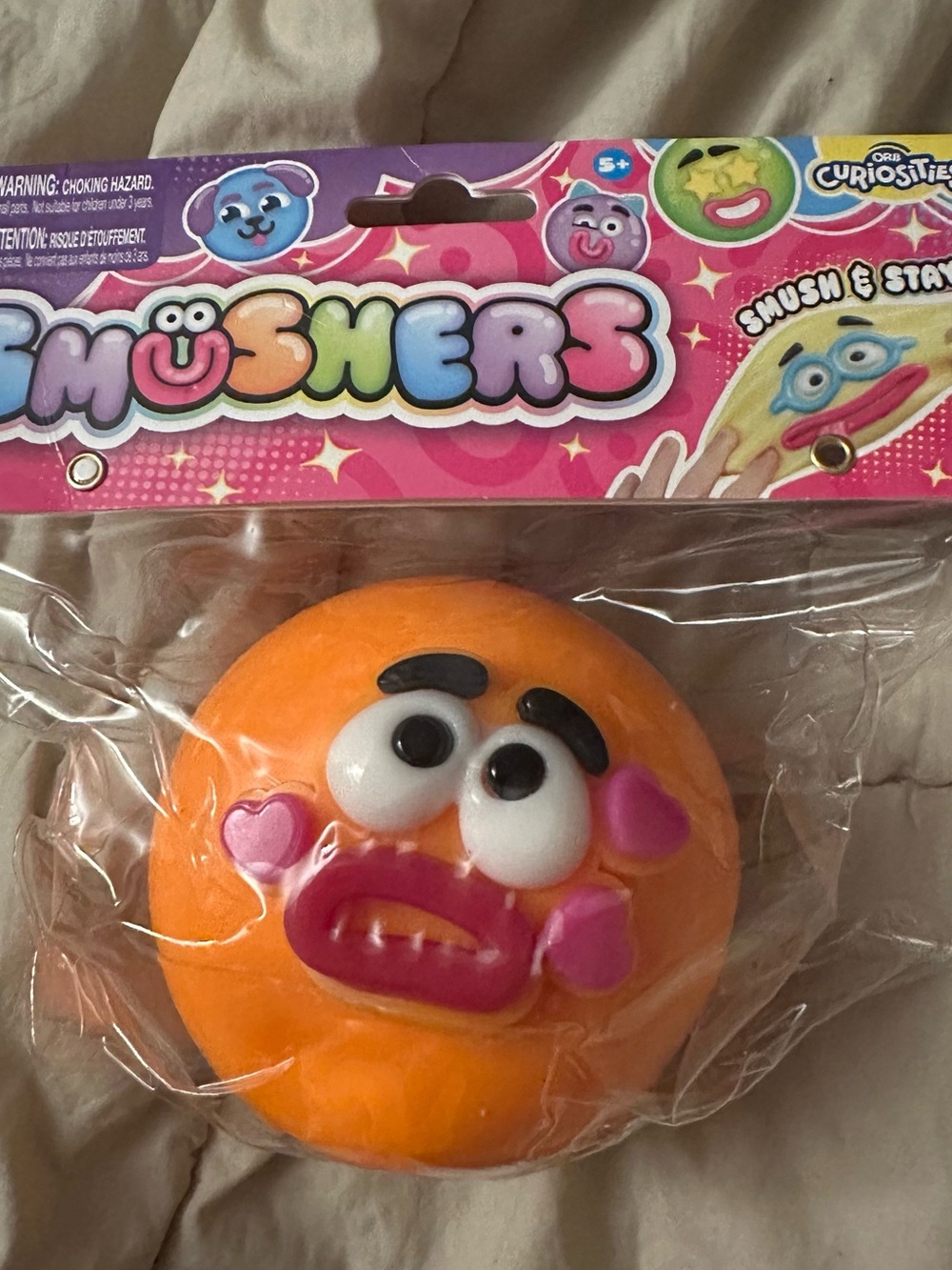 Smushers Orange Heart-Face Squishy Sensory Toy - Kids Learning Toy